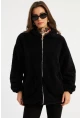Kadın Siyah Peluş Mont MLYT58