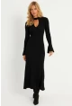 Kadın Siyah Pencereli Kaşkorse Midi Elbise EY2907