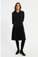 Kadın Siyah Pileli Blazer Midi Elbise MERA100