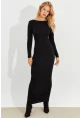 Kadın Siyah Sırtı Açık Maxi Elbise MEN2013