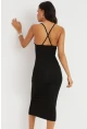 Kadın Siyah Sırtı Çapraz Kaşkorse Maxi Elbise Yİ2218