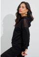 Kadın Siyah Sırtı Tül Kapüşonlu Sweatshirt EY1523