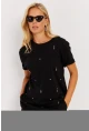 Kadın Siyah Taşlı Bluz SGT401