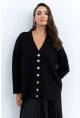 Kadın Siyah Taşlı Düğmeli Hırka MİW4572