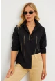 Kadın Siyah Taşlı Gömlek ZER404