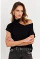 Kadın Siyah Tek Omuz Açık Bluz LPP1300