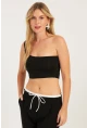 Kadın Siyah Tek Omuz Crop Bluz CG338