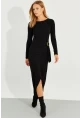 Kadın Siyah Tokalı Anvelop Maxi Elbise BK272020