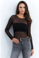 Kadın Siyah Transparan Bluz CY350