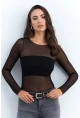 Kadın Siyah Transparan Bluz CY350