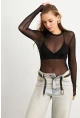 Kadın Siyah Tül Body RX454