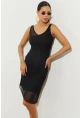 Kadın Siyah Tül Detaylı Asimetrik Mini Elbise B2475