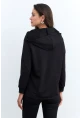 Kadın Siyah Yakası Fermuarlı Sweatshirt TF11