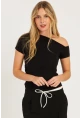 Kadın Siyah Yanları Büzgülü Bluz YZ1017