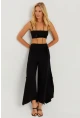 Kadın Siyah Yırtmaçlı Pantolon ÖM405