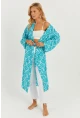 Kadın Turkuaz Desenli Kimono GÇ155