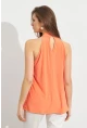 Kadın Turuncu Halter Yaka Desenli Bluz LPP1273