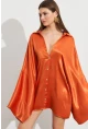 Kadın Turuncu Oversize Gömlek ROP106