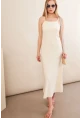 Kadın Vanilya Askılı Midi Elbise FLU7314