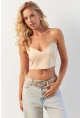 Kadın Vanilya Sırtı Gipeli Crop Bluz NH24754