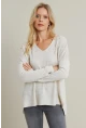 Kadın Vanilya V Yaka Taşlı İnce Triko Bluz MYİL002