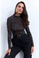 Kadın Vizon-Siyah Zebra Desenli Bluz LPP1275