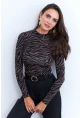 Kadın Vizon-Siyah Zebra Desenli Bluz LPP1275