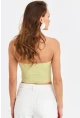 Kadın Yeşil Straplez Crop Bluz B6081