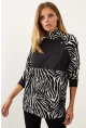Siyah-Beyaz Bloklu Sweatshirt MEY1084