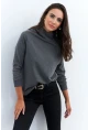 Kadın Antrasit Yakası Fermuarlı Sweatshirt TF11