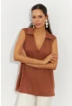 Kadın Badem Polo Yaka Bluz LPP1219