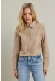 Kadın Bej Taşlı Gömlek MZER412