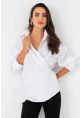 Kadın Beyaz Bağlama Detaylı Gömlek ZER418