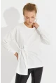 Kadın Beyaz Bağlamalı Sweatshirt Yİ2493