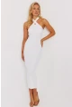 Kadın Beyaz Çapraz Yaka Triko Elbise YZ630