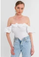 Kadın Beyaz Çıtçıtlı Straplez Body TPG07