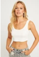 Kadın Beyaz Crop Bluz AYD339