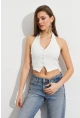 Kadın Beyaz Crop Bluz SE18
