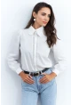 Kadın Beyaz Dantelli Balon Kol Gömlek MQS2492