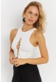 Kadın Beyaz Detaylı Crop Bluz AYD375