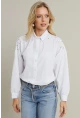 Kadın Beyaz İncili Balon Kol Gömlek MASF16