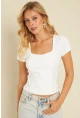 Kadın Beyaz Kare Yaka Bluz YLE613