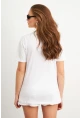 Kadın Beyaz-Kırmızı Baskılı Pijama T-Shirt AYD411