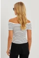 Kadın Beyaz Madonna Yaka Çizgili Kaşkorse Bluz AYD311
