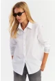 Kadın Beyaz Manşeti Taşlı Gömlek ZER415
