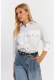 Kadın Beyaz Metal Detaylı Gömlek ASF13