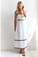 Kadın Beyaz Nakış Detaylı Midi Elbise HOL2128