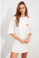 Kadın Beyaz Oversize Pijama T-Shirt TPG14
