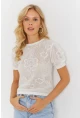 Kadın Beyaz Pointelle Triko Bluz KZ3197