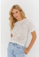 Kadın Beyaz Pointelle Triko Bluz KZ3197